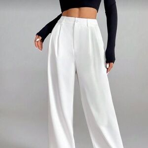 Elegant White Wide-Leg Women's Pants